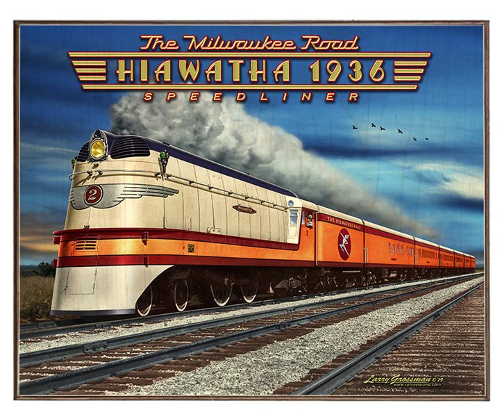 Retro 1936 Hiawatha Train Americana Transportation Art Rendering - Prints54.com