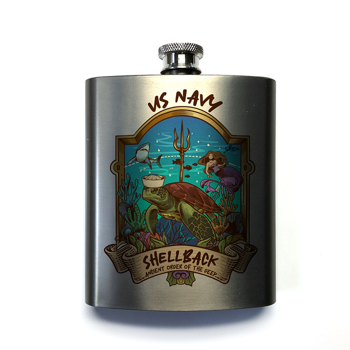 US Navy Trusty Shellback Veteran Military Flask - Prints54.com