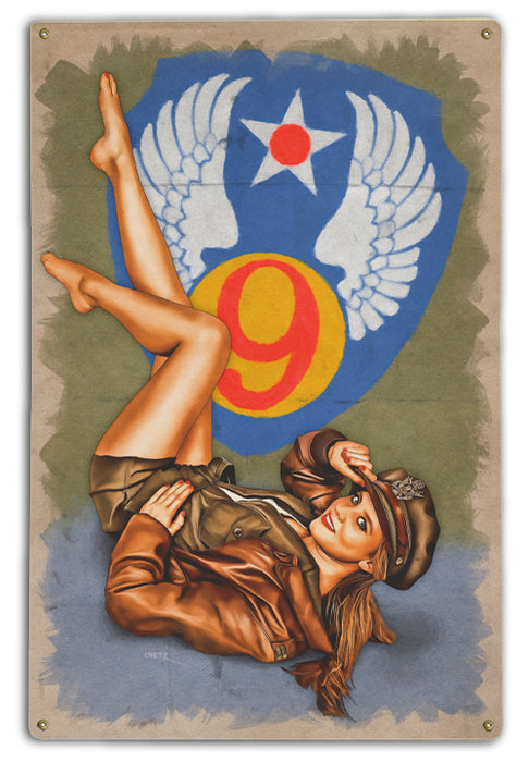 USAF 9th Air Force Military Pin-Up Girl WW2 Art Rendering - Prints54.com