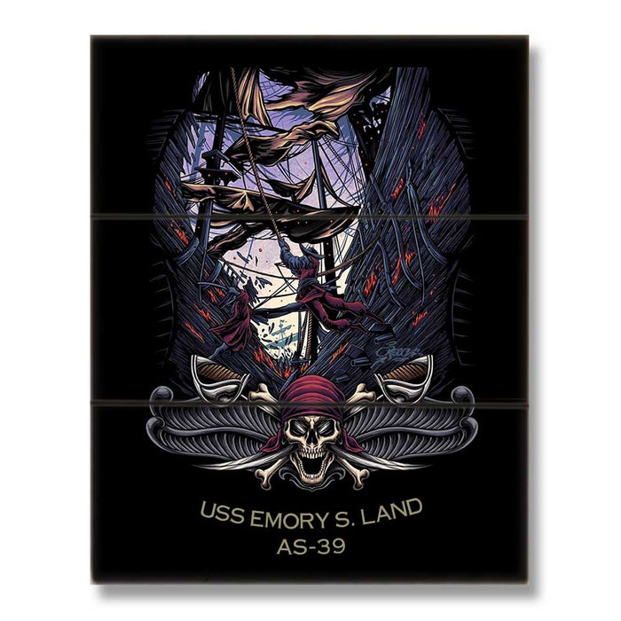 USS Emory S Land AS-39 NB Guam Guam US Navy Pirate Boarding Party VBSS Veteran Military Wood Sign - Prints54.com