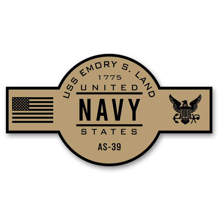 USS Emory S Land AS-39 NB Guam Guam US Navy Chief Khaki Goatlocker 5 Inch Decal - Prints54.com