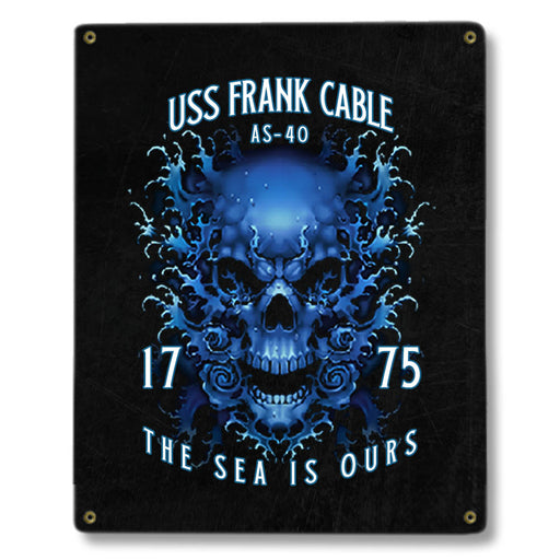 USS Frank Cable AS-40 NB Guam Guam US Navy Davy Jones The Sea Is Ours Military Metal Sign - Prints54.com