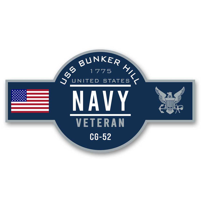 USS Bunker Hill CG-52 US Navy Veteran Warship Ribbon 5 Inch Military Decal - Prints54.com