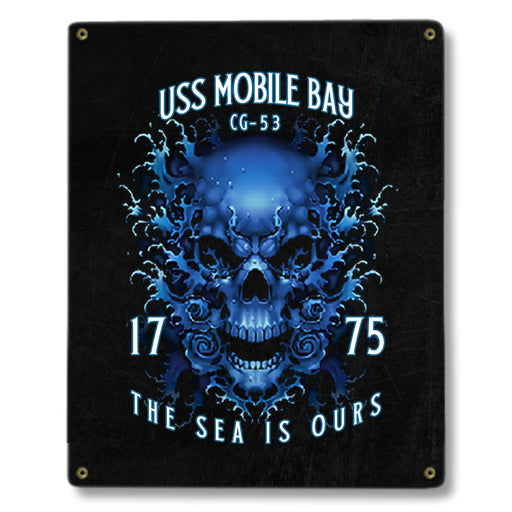 USS Mobile Bay CG-53 US Navy Davy Jones The Sea Is Ours Military Metal Sign - Prints54.com