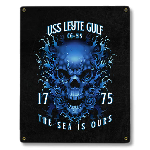 USS Leyte Gulf CG-55 US Navy Davy Jones The Sea Is Ours Military Metal Sign - Prints54.com