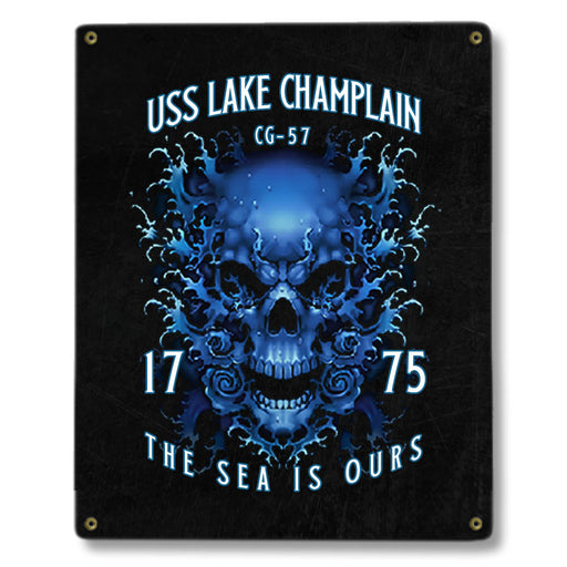 USS Lake Champlain CG-57 US Navy Davy Jones The Sea Is Ours Military Metal Sign - Prints54.com