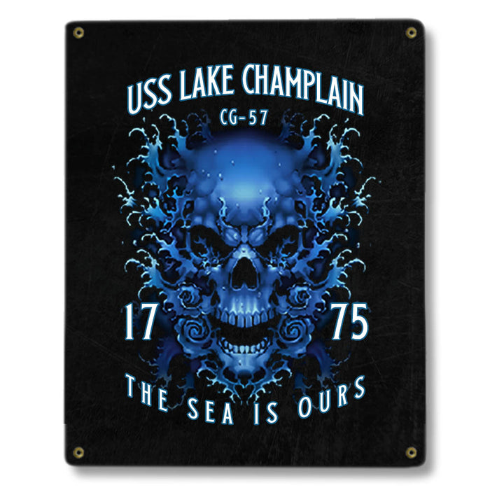 USS Lake Champlain CG-57 US Navy Davy Jones The Sea Is Ours Military Metal Sign - Prints54.com