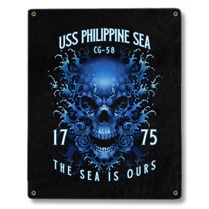 USS Philippine Sea CG-58 US Navy Davy Jones The Sea Is Ours Military Metal Sign - Prints54.com