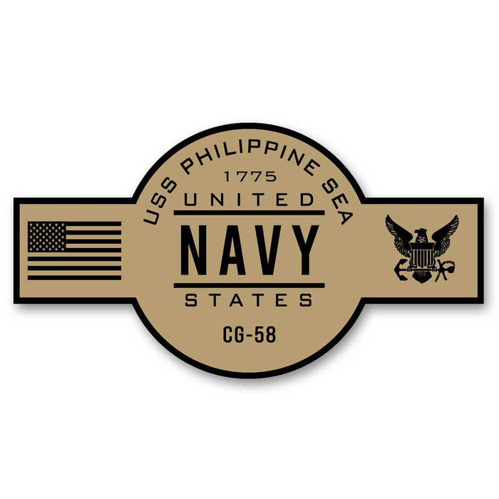 USS Philippine Sea CG-58 US Navy Chief Khaki Goatlocker 5 Inch Decal - Prints54.com