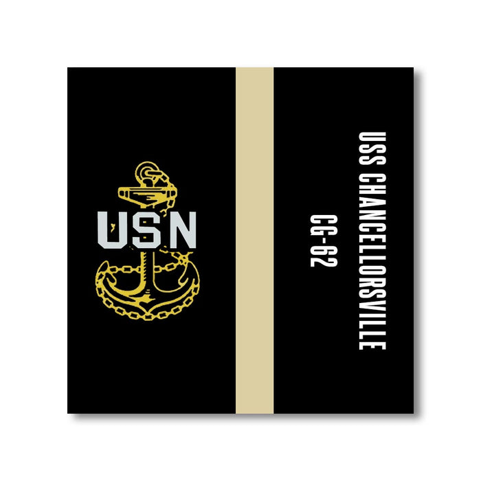 USS Chancellorsville CG-62 US Navy Chief Khaki Line 5 Inch Military Split Decal - Prints54.com