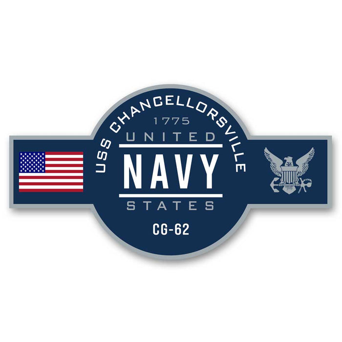 USS Chancellorsville CG-62 US Navy Warship Ribbon 5 Inch Military Decal - Prints54.com