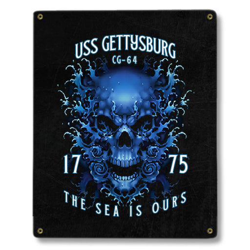 USS Gettysburg CG-64 US Navy Davy Jones The Sea Is Ours Military Metal Sign - Prints54.com