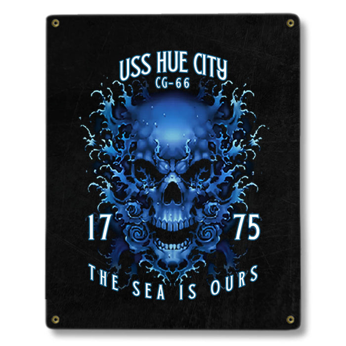 USS Hué City CG-66 US Navy Davy Jones The Sea Is Ours Military Metal Sign - Prints54.com