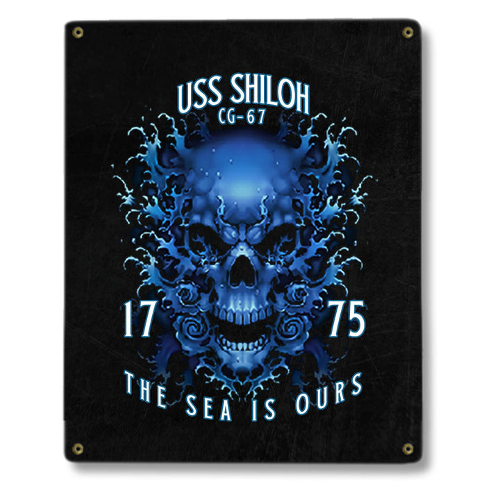 USS Shiloh CG-67 US Navy Davy Jones The Sea Is Ours Military Metal Sign - Prints54.com