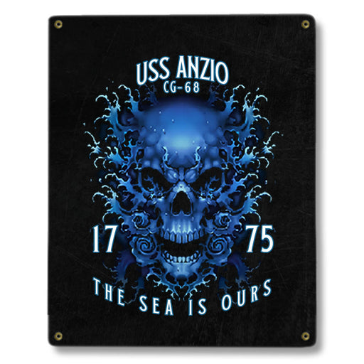 USS Anzio CG-68 US Navy Davy Jones The Sea Is Ours Military Metal Sign - Prints54.com