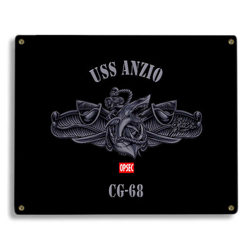 USS Anzio CG-68 US Navy Surface Warfare Device Shark Military Metal Sign - Prints54.com