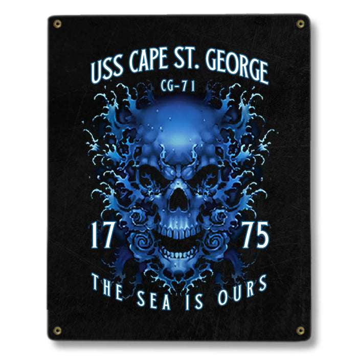 USS Cape St George CG-71 US Navy Davy Jones The Sea Is Ours Military Metal Sign - Prints54.com