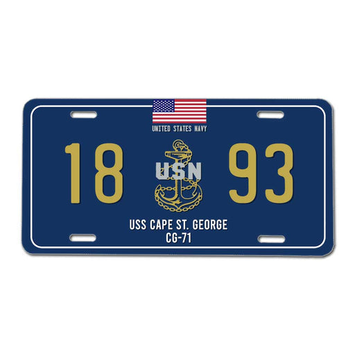USS Cape St George CG-71 US Navy Chief 1893 License Plate Cover - Prints54.com