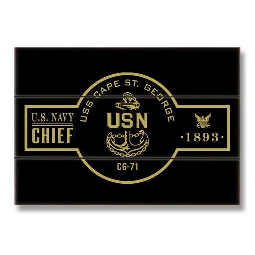 USS Cape St George CG-71 US Navy Chief Warship Boat Anchor Military Wood Sign - Prints54.com