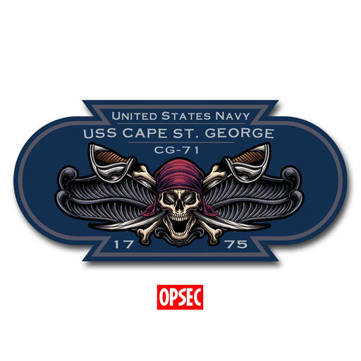 USS Cape St George CG-71 US Navy Surface Warfare Pirate Color 5 Inch Military Decal - Prints54.com