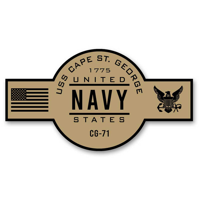 USS Cape St George CG-71 US Navy Chief Khaki Goatlocker 5 Inch Decal - Prints54.com