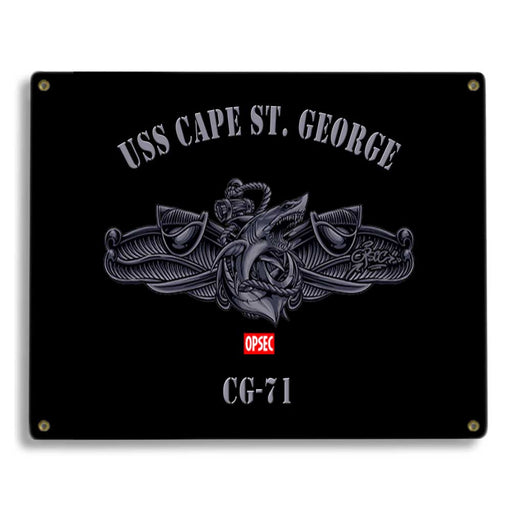 USS Cape St George CG-71 US Navy Surface Warfare Device Shark Military Metal Sign - Prints54.com