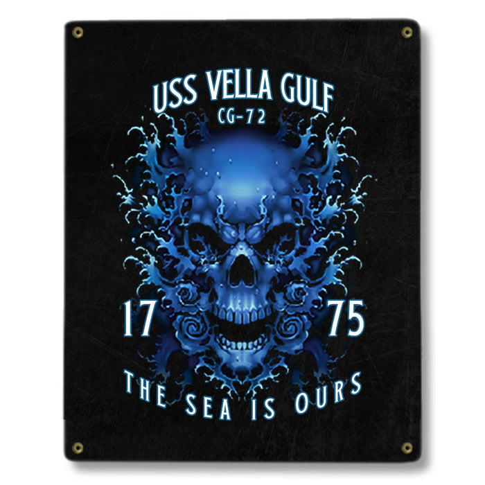 USS Vella Gulf CG-72 US Navy Davy Jones The Sea Is Ours Military Metal Sign - Prints54.com