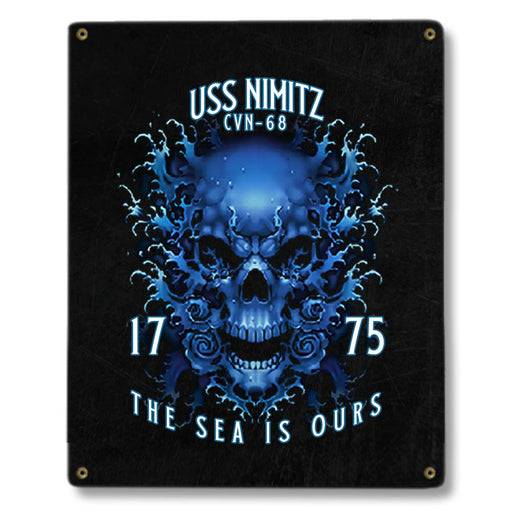 USS Nimitz CVN-68 NB Kitsap–Bremerton WA US Navy Davy Jones The Sea Is Ours Military Metal Sign - Prints54.com