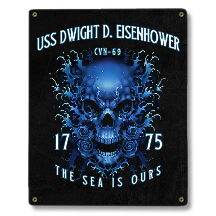 USS Dwight D Eisenhower CVN-69 US Navy Davy Jones The Sea Is Ours Military Metal Sign - Prints54.com