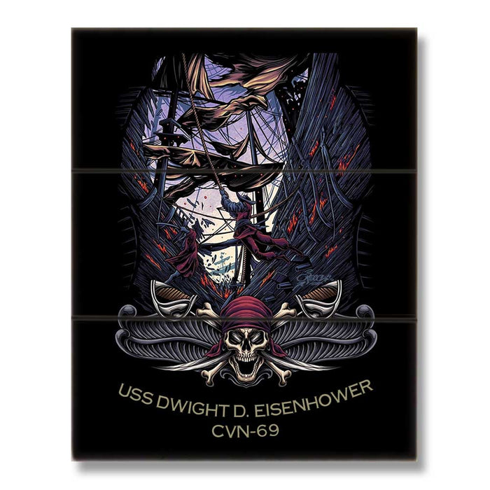 USS Dwight D Eisenhower CVN-69 US Navy Pirate Boarding Party VBSS Veteran Military Wood Sign - Prints54.com