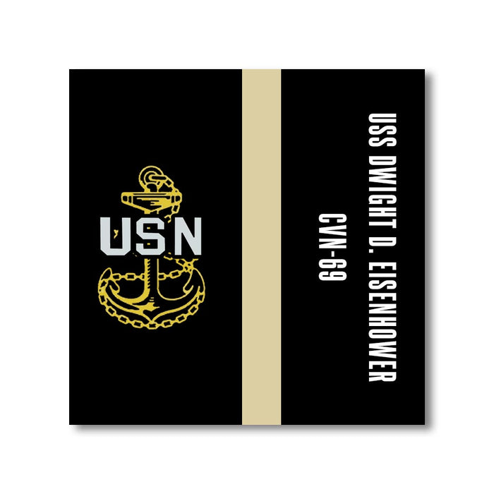 USS Dwight D Eisenhower CVN-69 US Navy Chief Khaki Line 5 Inch Military Split Decal - Prints54.com