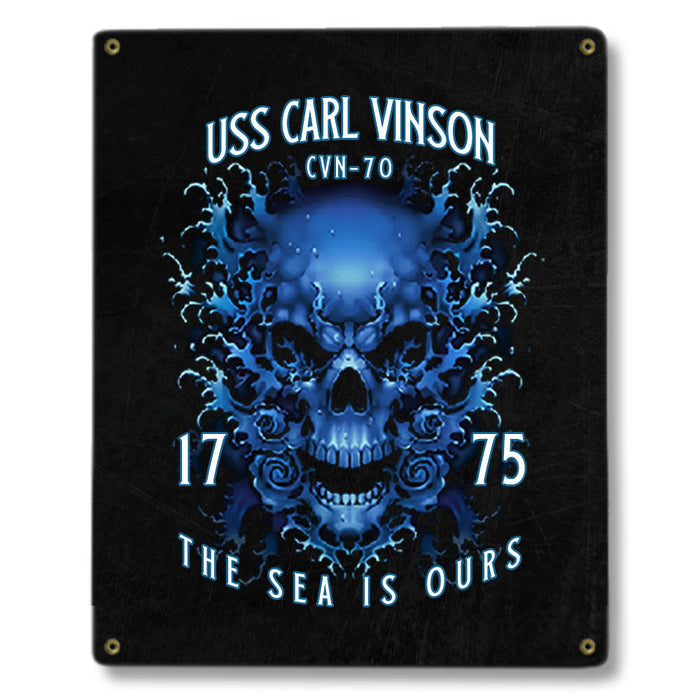 USS Carl Vinson CVN-70 US Navy Davy Jones The Sea Is Ours Military Metal Sign - Prints54.com