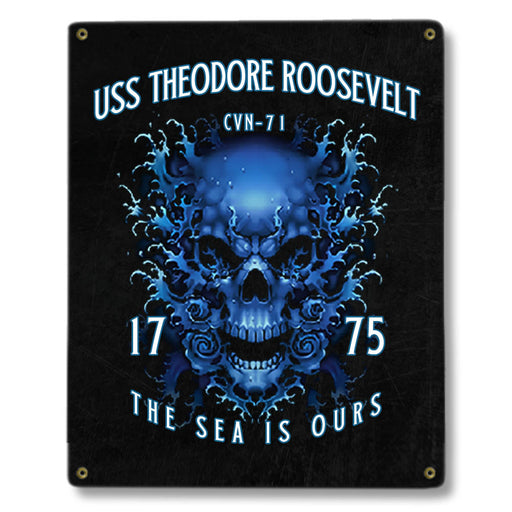 USS Theodore Roosevelt CVN-71 NAS North Island CA US Navy Davy Jones The Sea Is Ours Military Metal Sign - Prints54.com