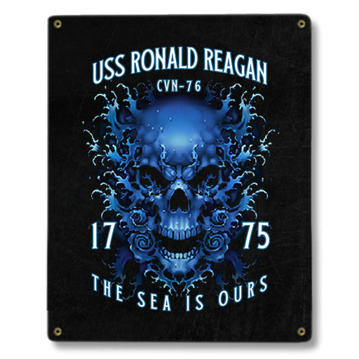 USS Ronald Reagan CVN-76 US Navy Davy Jones The Sea Is Ours Military Metal Sign - Prints54.com