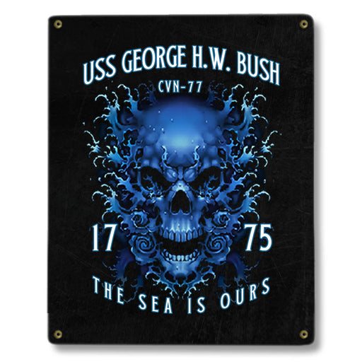 USS George HW Bush CVN-77 US Navy Davy Jones The Sea Is Ours Military Metal Sign - Prints54.com