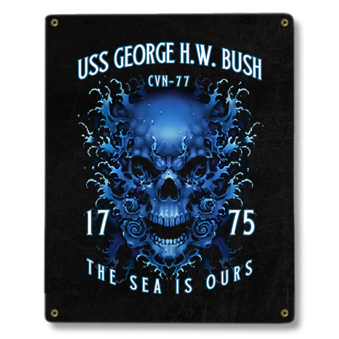 USS George HW Bush CVN-77 US Navy Davy Jones The Sea Is Ours Military Metal Sign - Prints54.com