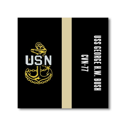 USS George HW Bush CVN-77 US Navy Chief Khaki Line 5 Inch Military Split Decal - Prints54.com