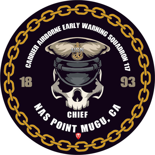 Carrier Airborne Early Warning Squadron 117 VAW-117 NAS Point Mugu CA US Navy Chief 5 Inch Military Decal - Prints54.com