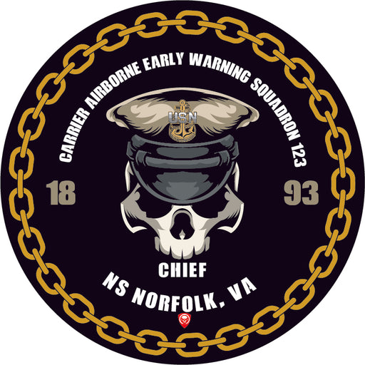 Carrier Airborne Early Warning Squadron 123 VAW-123 NS Norfolk VA US Navy Chief 5 Inch Military Decal - Prints54.com