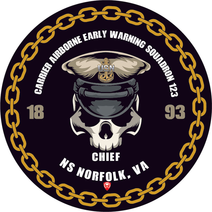 Carrier Airborne Early Warning Squadron 123 VAW-123 NS Norfolk VA US Navy Chief 5 Inch Military Decal - Prints54.com