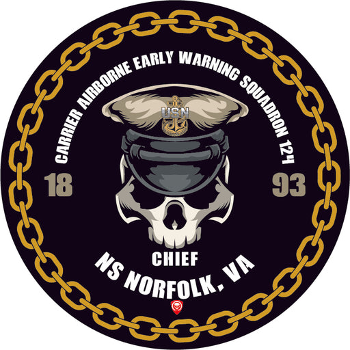 Carrier Airborne Early Warning Squadron 124 VAW-124 NS Norfolk VA US Navy Chief 5 Inch Military Decal - Prints54.com