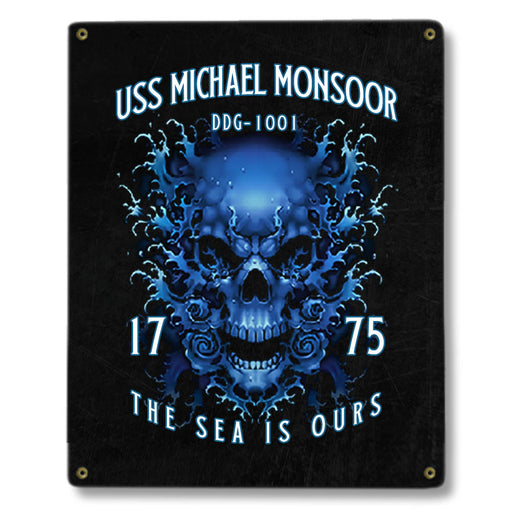 USS Michael Monsoor DDG-1001 US Navy Davy Jones The Sea Is Ours Military Metal Sign - Prints54.com