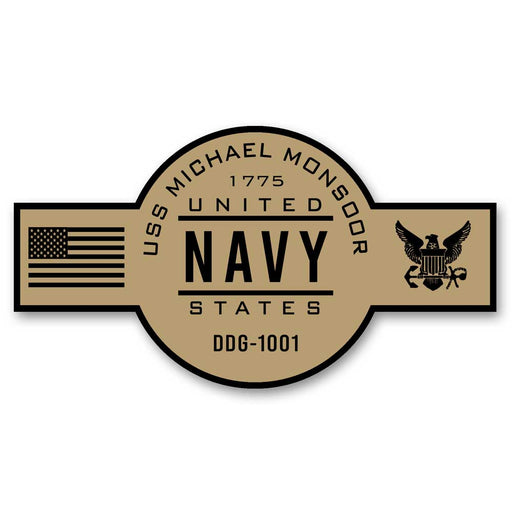 USS Michael Monsoor DDG-1001 US Navy Chief Khaki Goatlocker 5 Inch Decal - Prints54.com