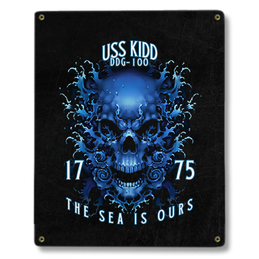 USS Kidd DDG-100 US Navy Davy Jones The Sea Is Ours Military Metal Sign - Prints54.com