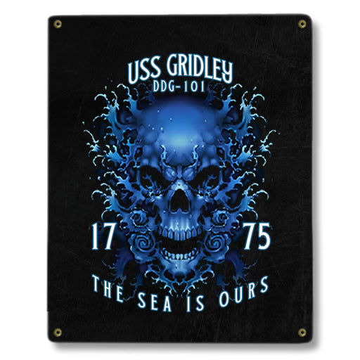 USS Gridley DDG-101 US Navy Davy Jones The Sea Is Ours Military Metal Sign - Prints54.com