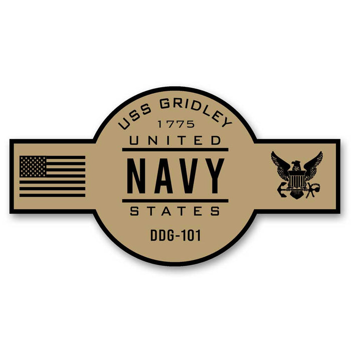 USS Gridley DDG-101 US Navy Chief Khaki Goatlocker 5 Inch Decal - Prints54.com