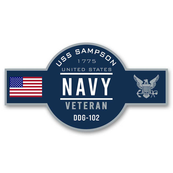 USS Sampson DDG-102 US Navy Veteran Warship Ribbon 5 Inch Military Decal - Prints54.com