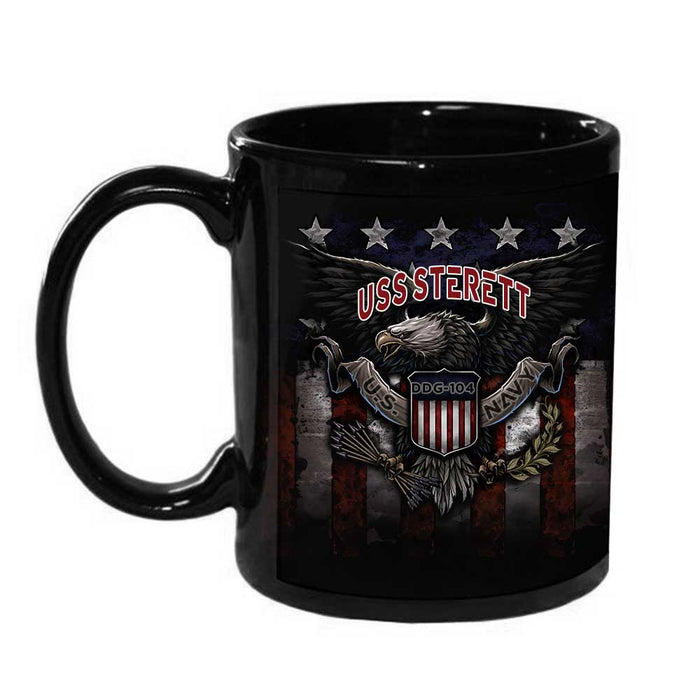 USS Sterett DDG-104 US Navy War Eagle US Flag Coffee Mug - Prints54.com