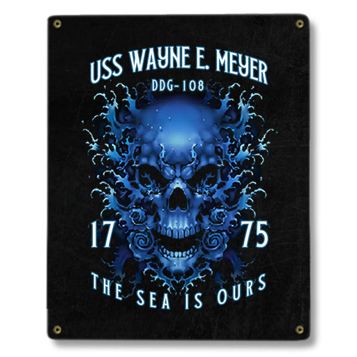 USS Wayne E Meyer DDG-108 US Navy Davy Jones The Sea Is Ours Military Metal Sign - Prints54.com