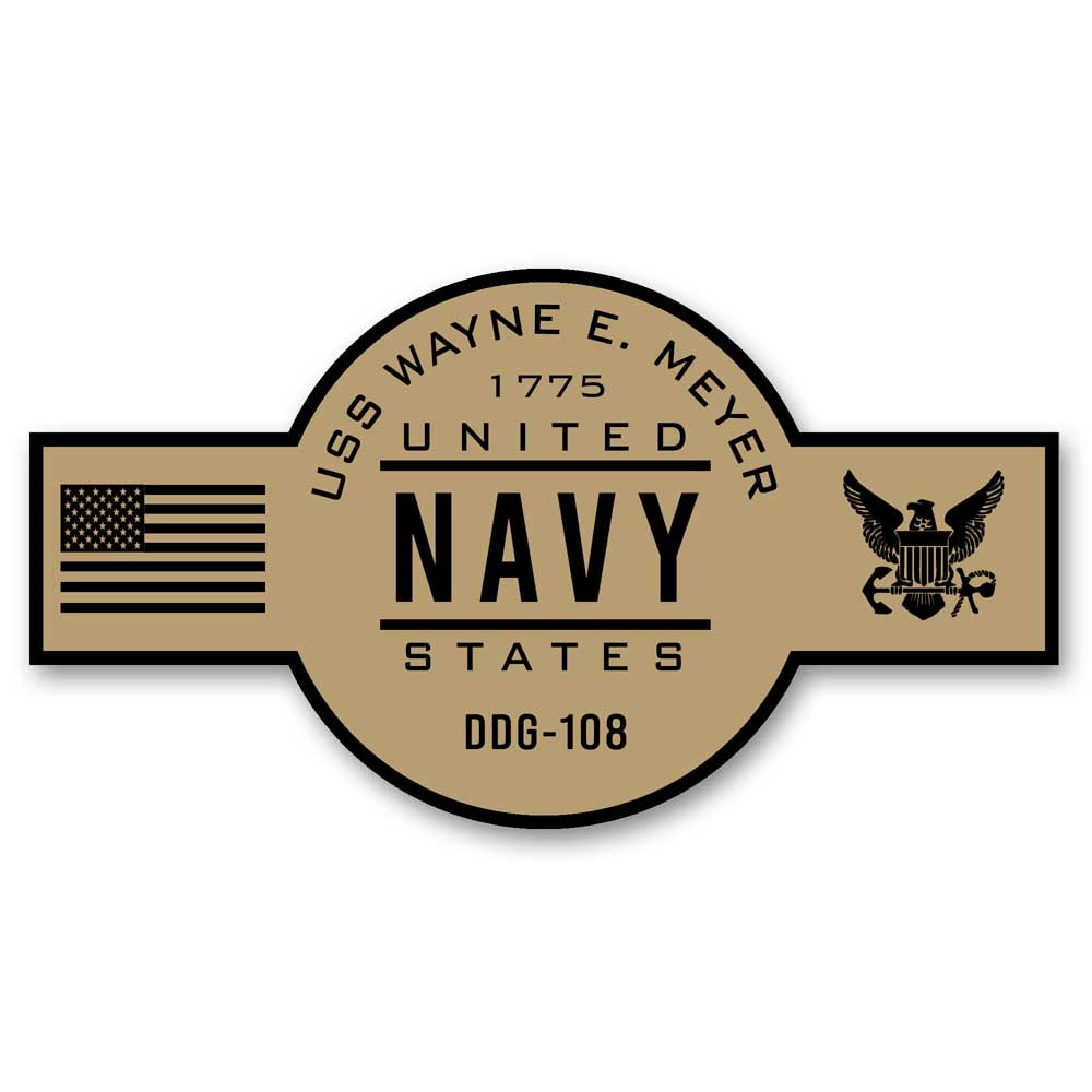 USS Wayne E Meyer DDG-108 US Navy Chief Khaki Goatlocker 5 Inch Decal ...